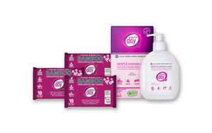 Gentle Intimate Wash with Herbal Extracts & Lactic Acid, 250ml. +3 Packs of Organic bamboo wet wipes